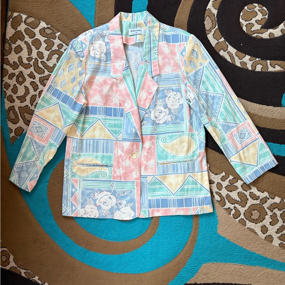 Alfred Dunner Multicolor Geometric Jacket